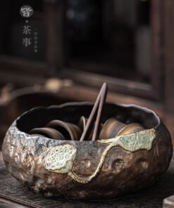 Kháu trà gốm hoa văn sen